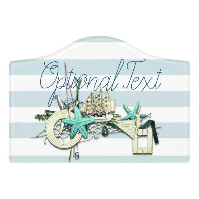 Starfish, Fishing Net & Tall Ship Nautical Door Sign (Small Crest Front)