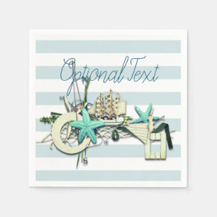 Starfish, Fishing Net & Tall Ship Nautical Napkins