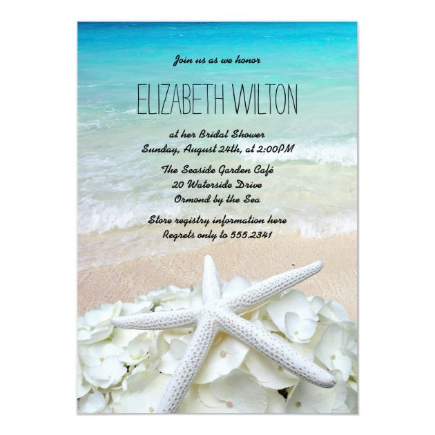 Starfish Floral Beach Bridal Shower Invitation