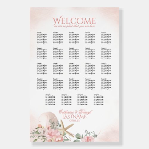 Starfish Floral Seating Chart 24 Tables of 6 Foam Board