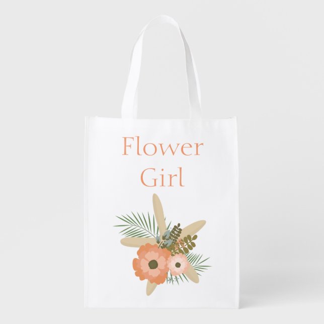 Starfish Flower Girl Theme Grocery Bag (Front)