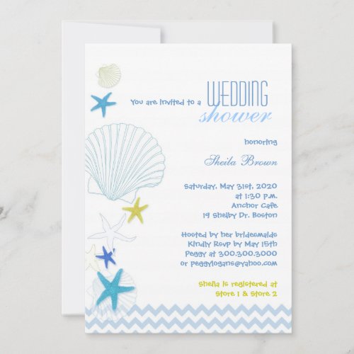 Starfish Garden Chevron Bridal Shower Invitations