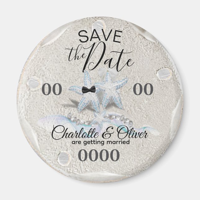 Starfish Gem Wedding Save the Date Magnet (Front)