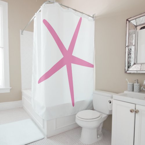 Starfish Girls Baby Daughter Nursery Pink White Shower Curtain