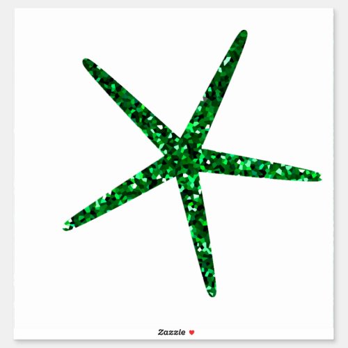 Starfish Green Glitter Sparkle Pattern Celebration Sticker