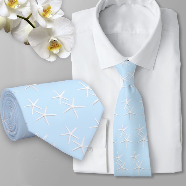 Starfish Groom Baby Blue Beach Neck Tie (Creator Uploaded)