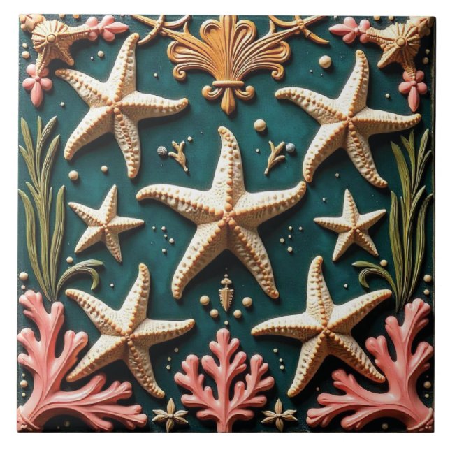 Starfish Grotto Ceramic Tile (Front)