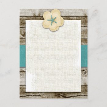 Starfish Hibiscus Vintage Wood Post Card by CuteLittleTreasures at Zazzle