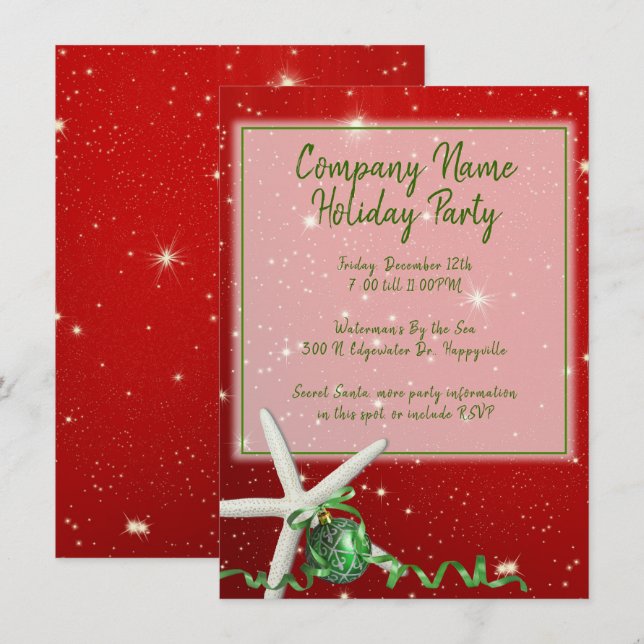 Starfish Holiday Office Party Red Green Card (Front/Back)