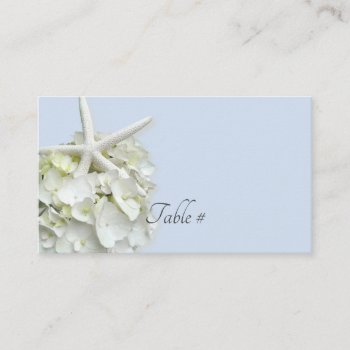 Starfish Hydrangea Blue Table Number Place Card by sandpiperWedding at Zazzle
