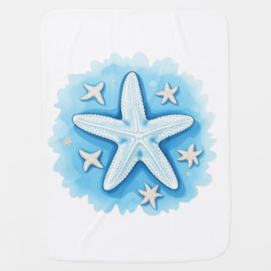 Starfish in Blue Baby Blanket
