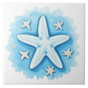 Starfish in Blue Ceramic Tile