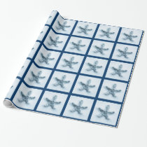 starfish in blue nautical tones wrapping paper
