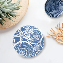 Starfish in Blue & White Coaster