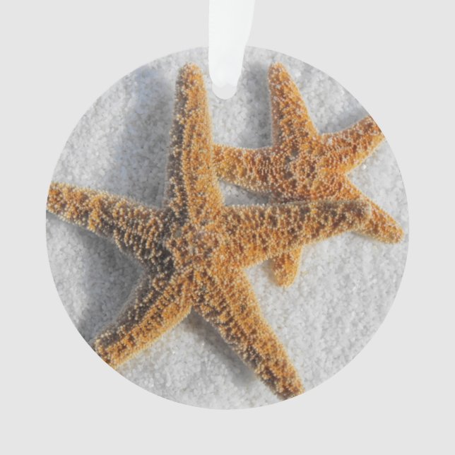 Starfish in Sand Beach Wedding Ornament (Front)