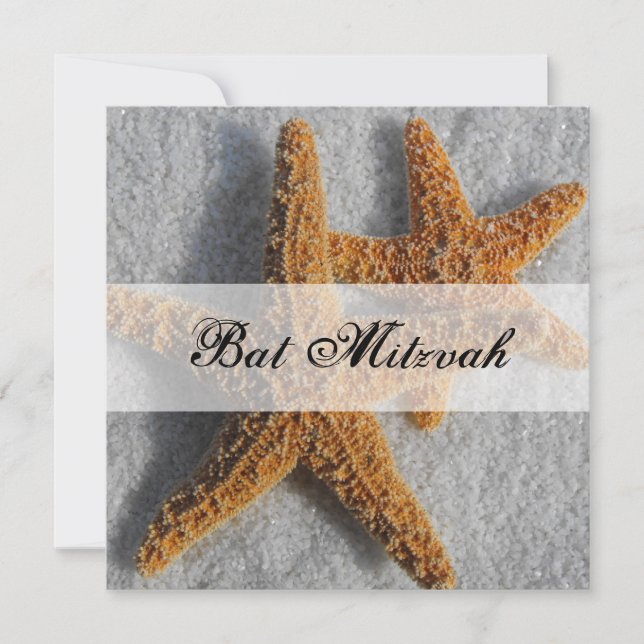 Starfish in the Sand Bat Mitzvah Invitation (Front)