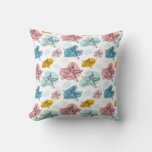 Starfish in trendy colors elegant pattern throw pillow