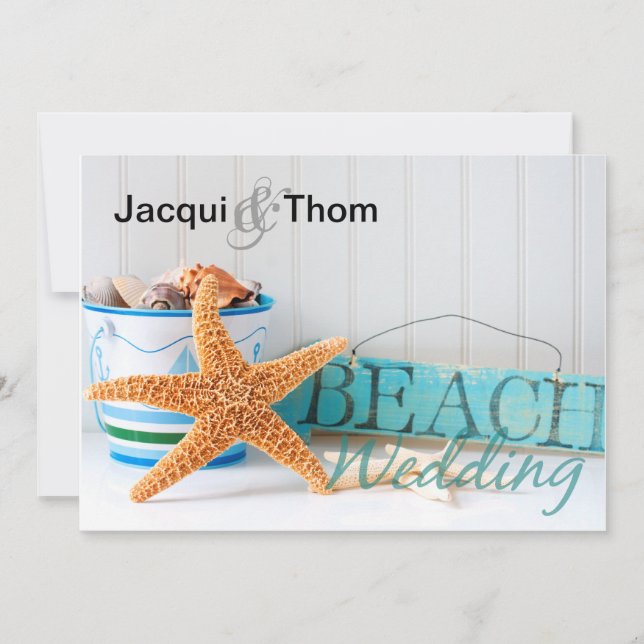 Starfish Informal Beach Wedding Invitation (Front)