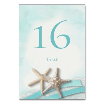 Starfish Lace And Ribbontable Number Card by happygotimes at Zazzle