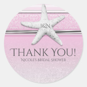 Starfish Lavender Pink Elegant Beach Favor Classic Round Sticker