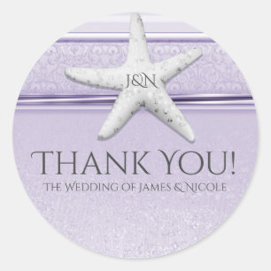 Starfish Lavender Purple Elegant Beach Favor Classic Round Sticker
