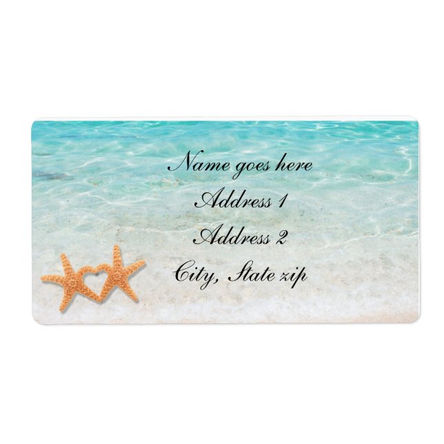 Starfish Love Beach Ocean & Sand Wedding Labels (Front)