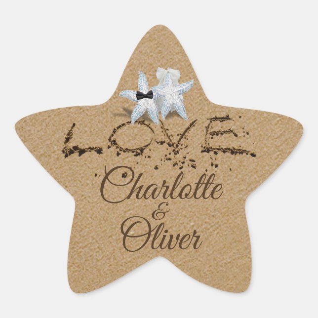 Starfish Love in the Sand Typography Stickers (Front)