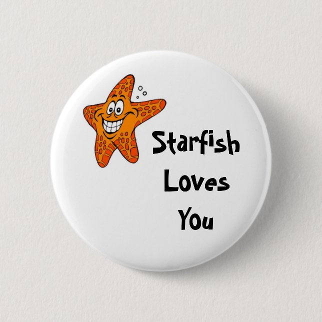 Starfish Loves You Pinback Button (Front)