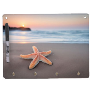 Starfish Lying on a Beach Dry Erase Board With Keychain Holder