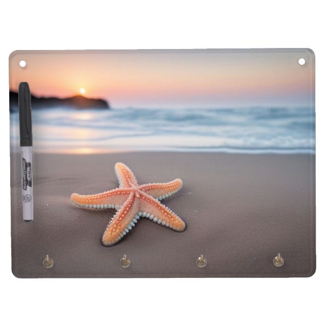 Starfish Lying on a Beach Dry Erase Board With Keychain Holder (Front)