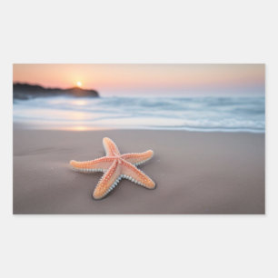 Starfish Lying on a Beach Rectangular Sticker