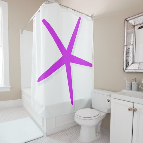 Starfish Magenta Violet Hot Pink Girls Room Decor Shower Curtain