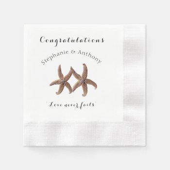 Starfish Married Couple Congratulations Napkins by sandpiperWedding at Zazzle