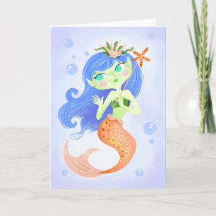 Starfish Mermaid Princess Birthday  Card