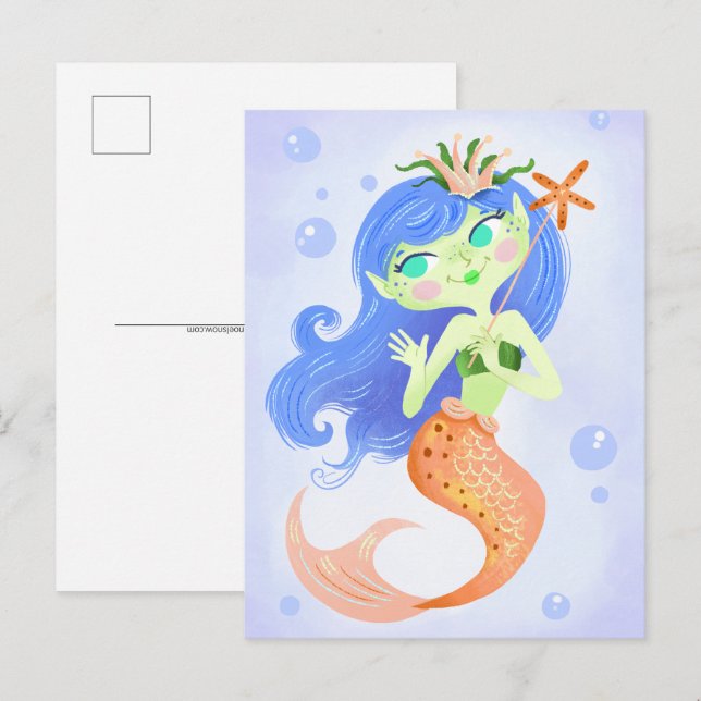 Starfish Mermaid Princess Postcard (Front/Back)