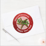 Starfish Merry Christmas Envelope seals<br><div class="desc">Starfish Christmas stickers to use as envelope seals or put on gift packages.  Round stickers come in two sizes with a red background and center sea star with holly image.  White,  printed text curves at top and bottom for wording,  "Merry Christmas" and "Happy New Year".</div>