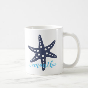 Starfish Midnight Blue Name Coffee Mug