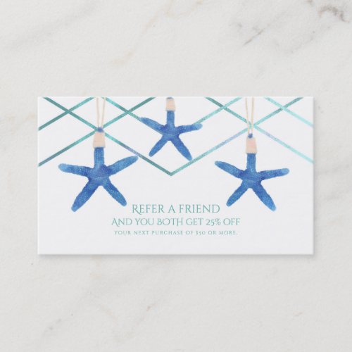 Starfish  Modern Lines Beach Refer a Friend Card