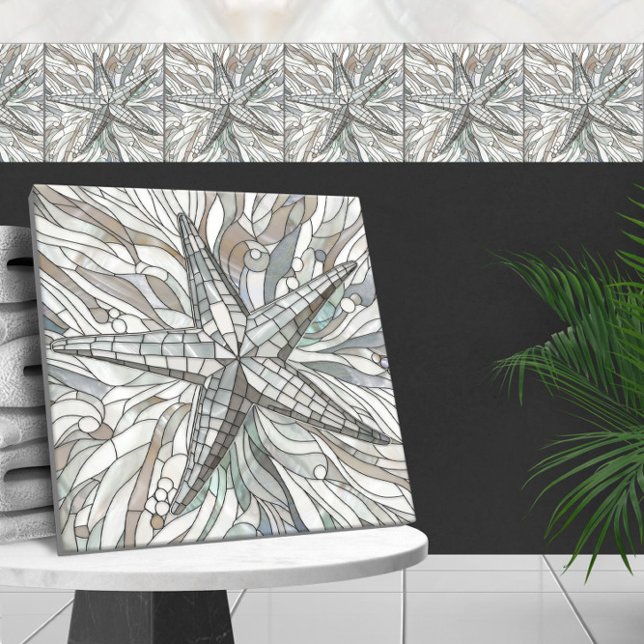 Starfish mosaic art - Mother of pearl Ceramic Tile (Creator Uploaded)
