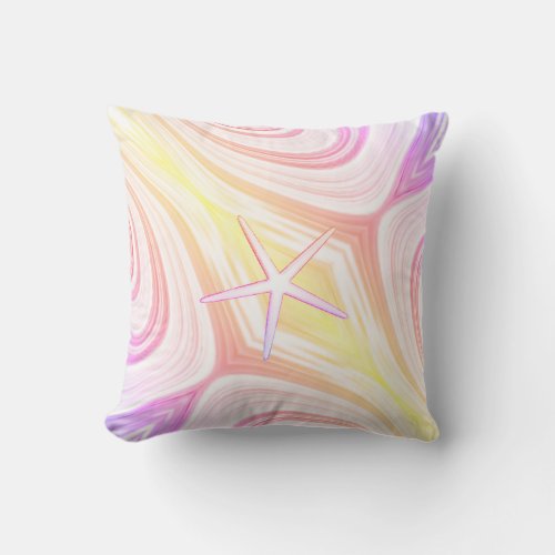 Starfish Multicolor Pink Abstract Mothers Day Outdoor Pillow