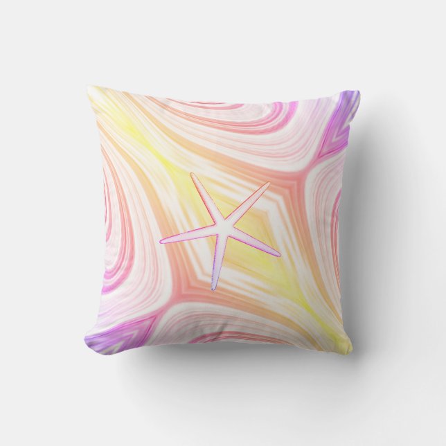 Starfish Multicolor Pink Abstract Mother's Day Throw Pillow (Front)