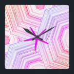 Starfish Multicolor Pink Yellow Artsy Decor Girly Square Wall Clock<br><div class="desc">Printed with cute starfish pattern in beautiful,  colorful background!</div>