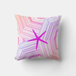 Starfish Multicolor Pink Yellow Artsy Decor Girly Throw Pillow