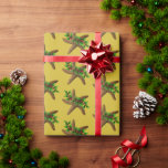 Starfish n Holly Gold Beach Christmas Wrapping Paper<br><div class="desc">Sea stars Christmas wrapping paper on a roll in golden yellow color.  Quality paper has a big pattern of realistic brown starfish wrapped in green holly with red berries.  This paper comes in custom lengths.</div>