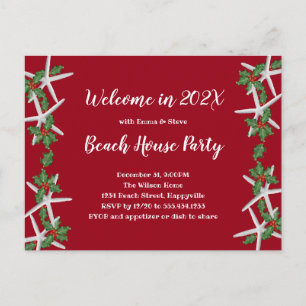 Starfish n Holly New Year's Eve Beach Party Invite