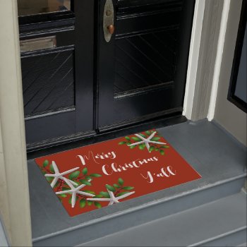 Starfish N Holly Southern Christmas Welcome Mat by holiday_store at Zazzle