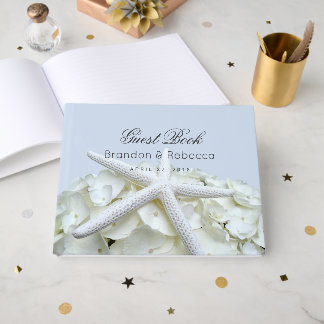 Starfish n Hydrangea Light Blue Wedding Guest Book