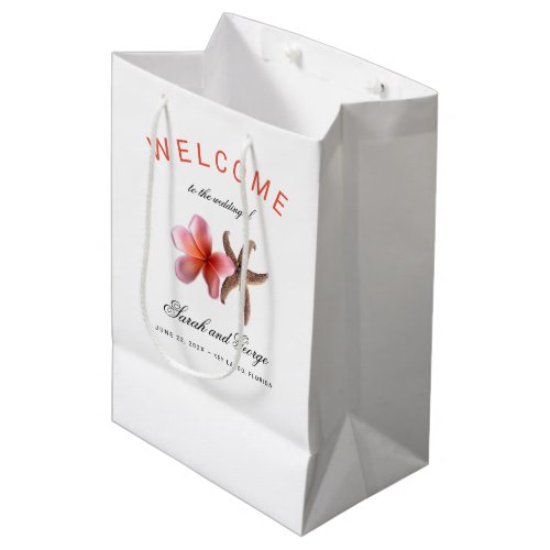 Starfish n Plumeria Destination Wedding Welcome Medium Gift Bag