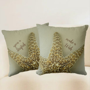 Starfish Natural Coastal Throw Pillow