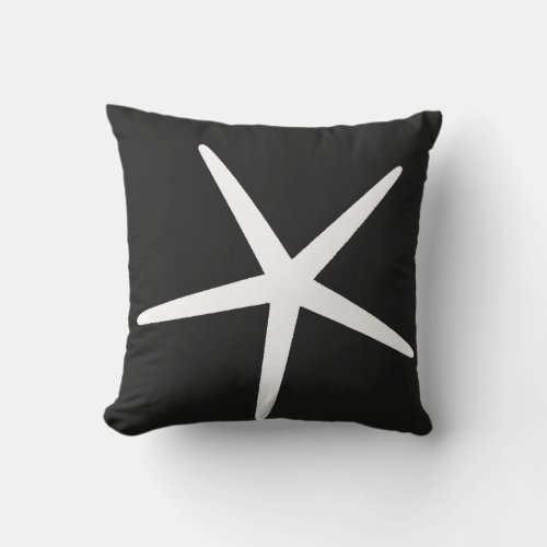 Starfish Nautical Beach Black White Gift Favor Outdoor Pillow